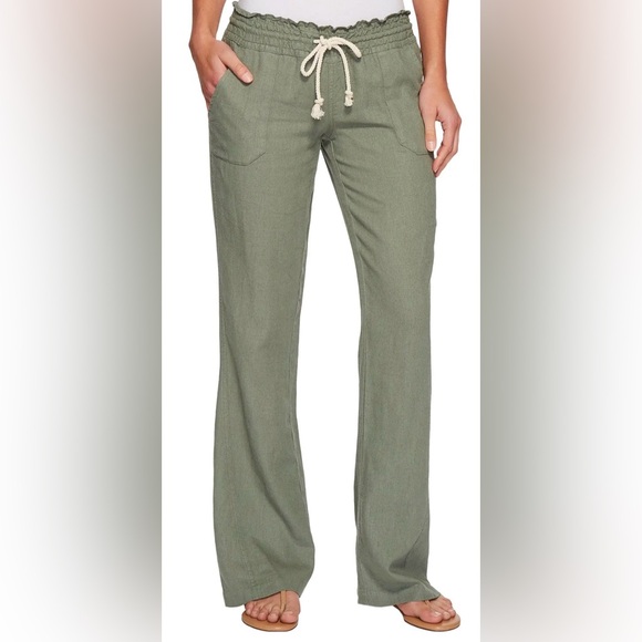 Roxy Pants - New Roxy Oceanside Pants Drawstring Pull On Olive Green Women's Size XL NWT